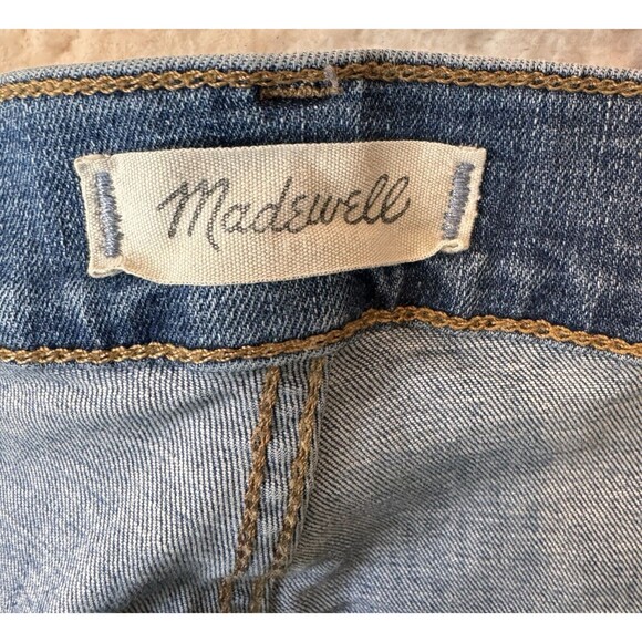 Madewell Jeans Distressed Size 34P 10" High Rise Skinny Blue Raw Hem - Picture 13 of 16